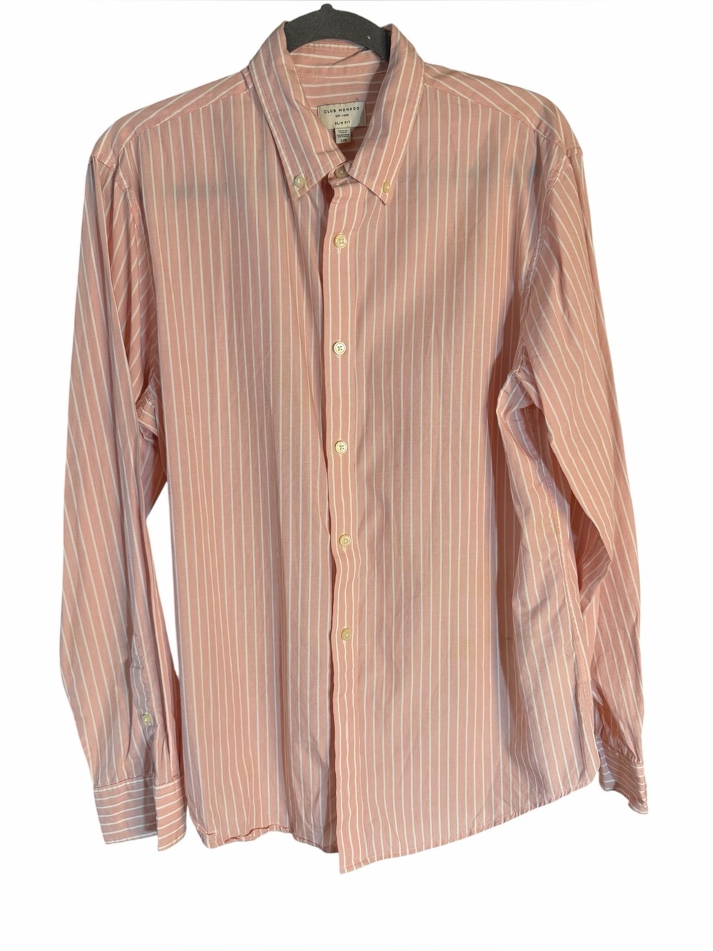 Club Monaco Pink and White Striped Button-Down Shirt